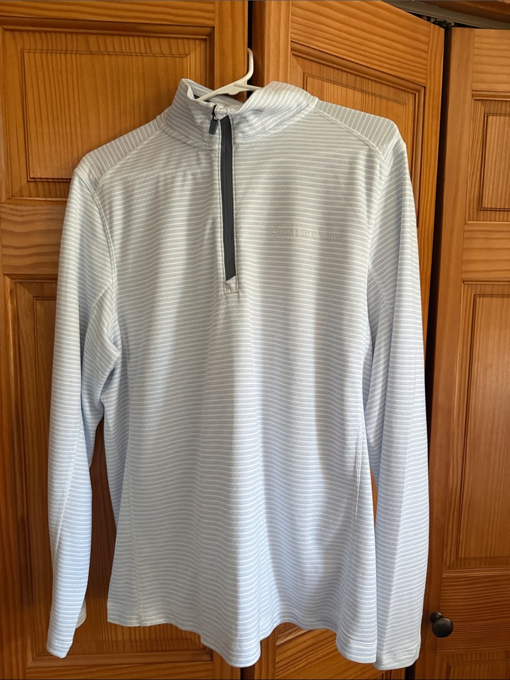 Vineyard Vines Light Blue & White Striped Quarter-Zip Pullover